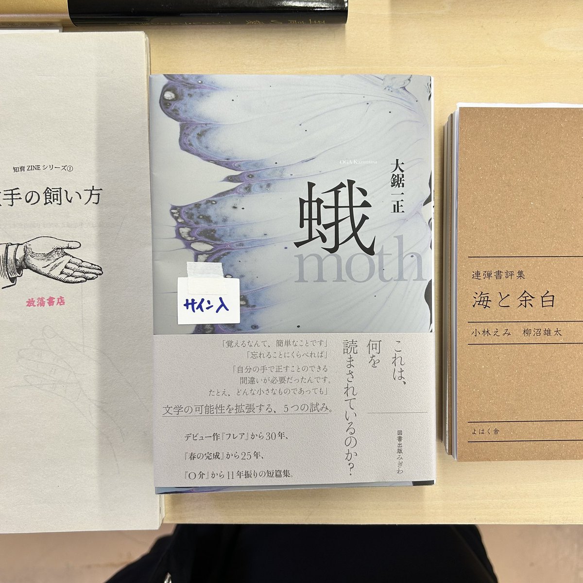 お薦めサイン本その②

約束にしない(山内優花)
AHIRU LIFE. TENSHI AHIRU &amp; AKUMA AHIRU(SANAE FUJITA/よはく舎)
バザールとクラブ(朱喜哲/よはく舎)
蛾(大鋸一正/図書出版みぎわ)

#KoudBOOKMARKET