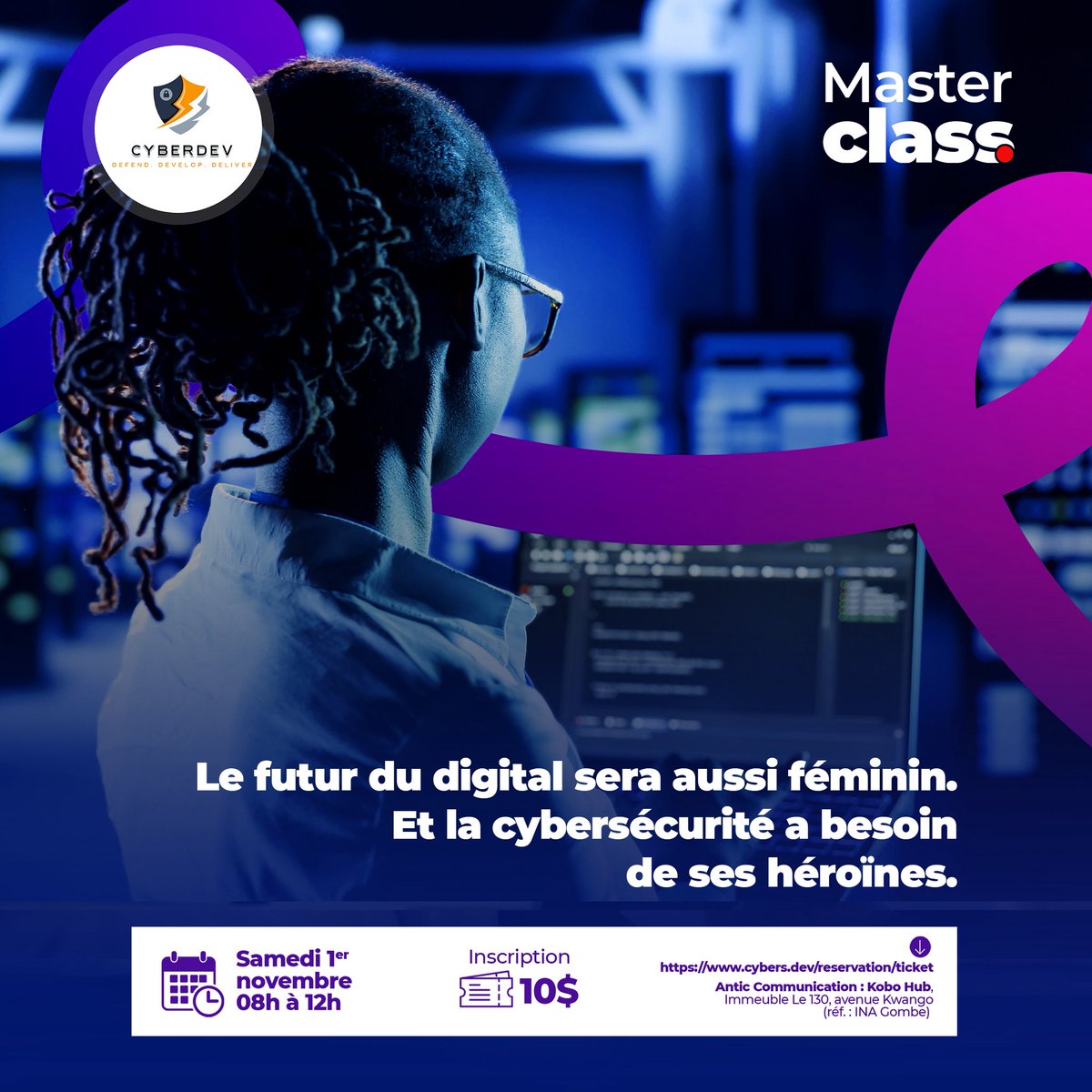CyberDev2025's tweet photo. 👩🏽‍💻 Moins de 25 % des experts en cybersécurité sont des femmes.
Pourtant, elles excellent en analyse, stratégie et gestion de crise.
Le digital du futur sera aussi féminin. 💪🏽

📅 1er nov | 💵 10 $
📍 UNIKIN | UPAC | William Booth
🌐 https://t.co/G5yRTCscHb
#CyberDev #WomenInTech https://t.co/mrGKGIIdgS