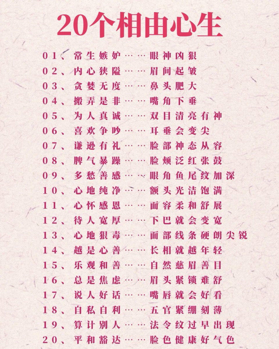 20个相由心生