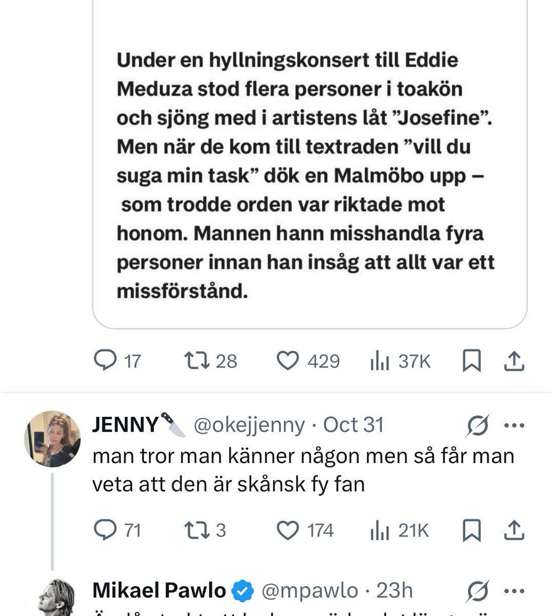 Dagens algoritm är alltså inställd på ”skånska idioter”. Gott så.