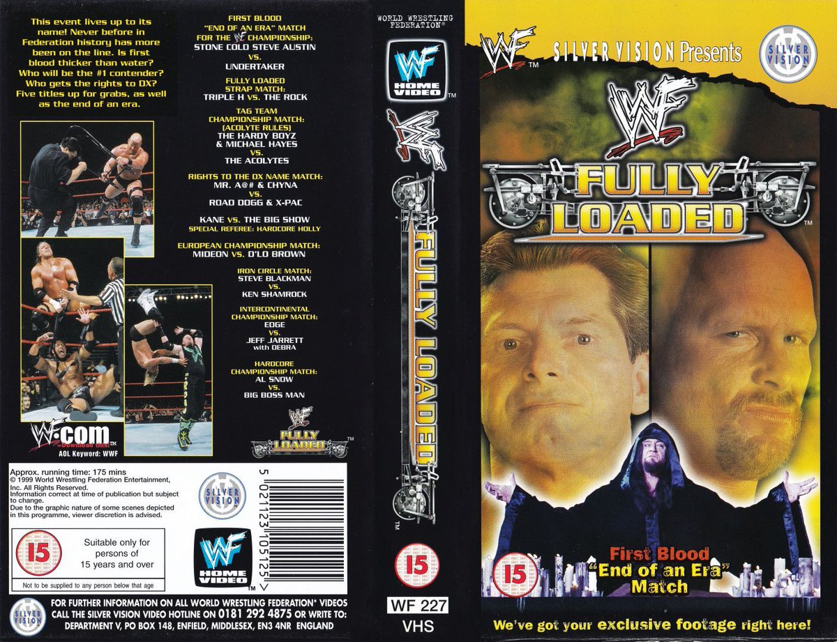 WWFWrestling1's tweet image. Silver Vision presents WWF Fully Loaded 1999 on video cassette! 📼 #WWF #WWE #FullyLoaded