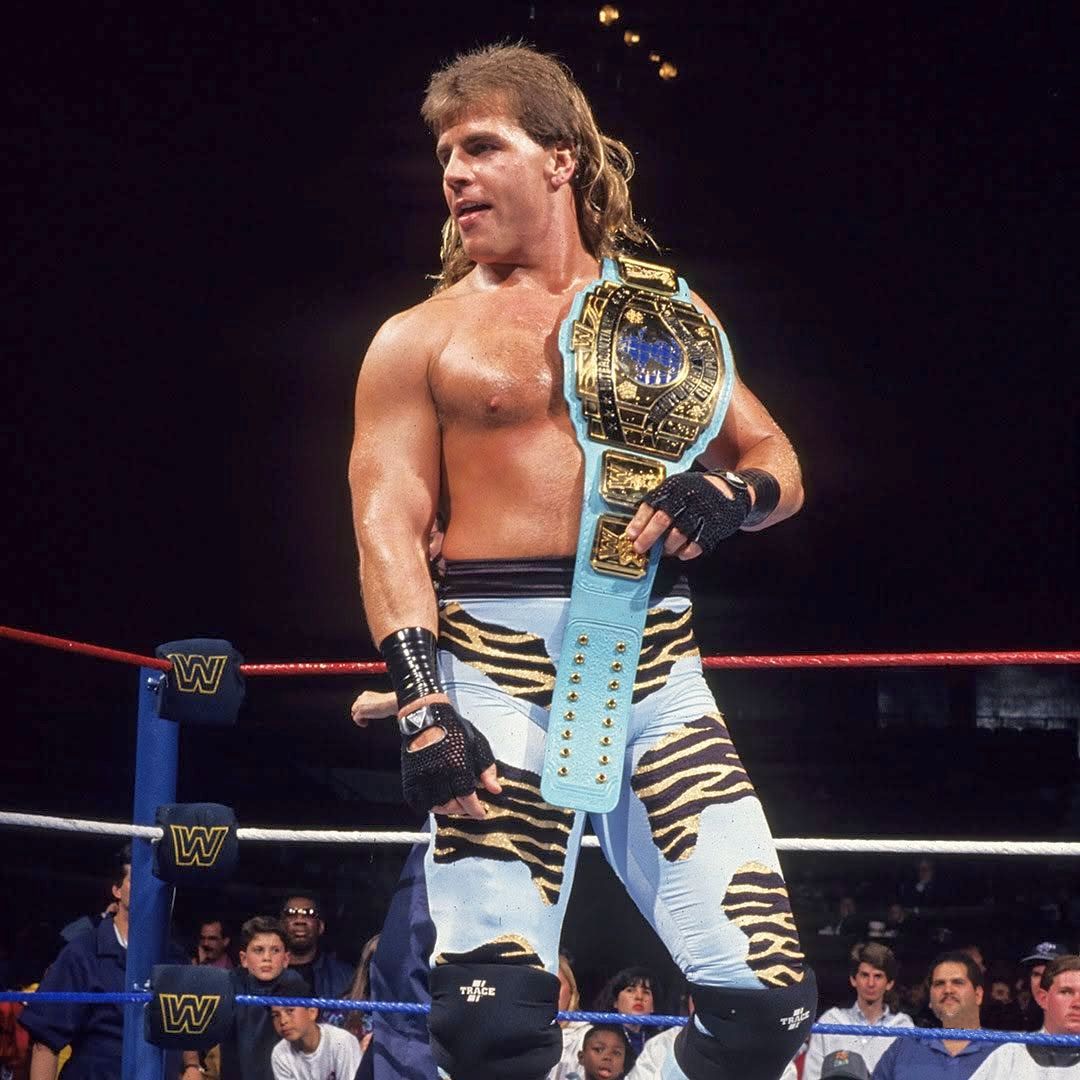 The Heartbreak Kid in 1993 sporting his light blue strap version of the WWF Intercontinental title belt. #WWF #WWE #ShawnMichaels