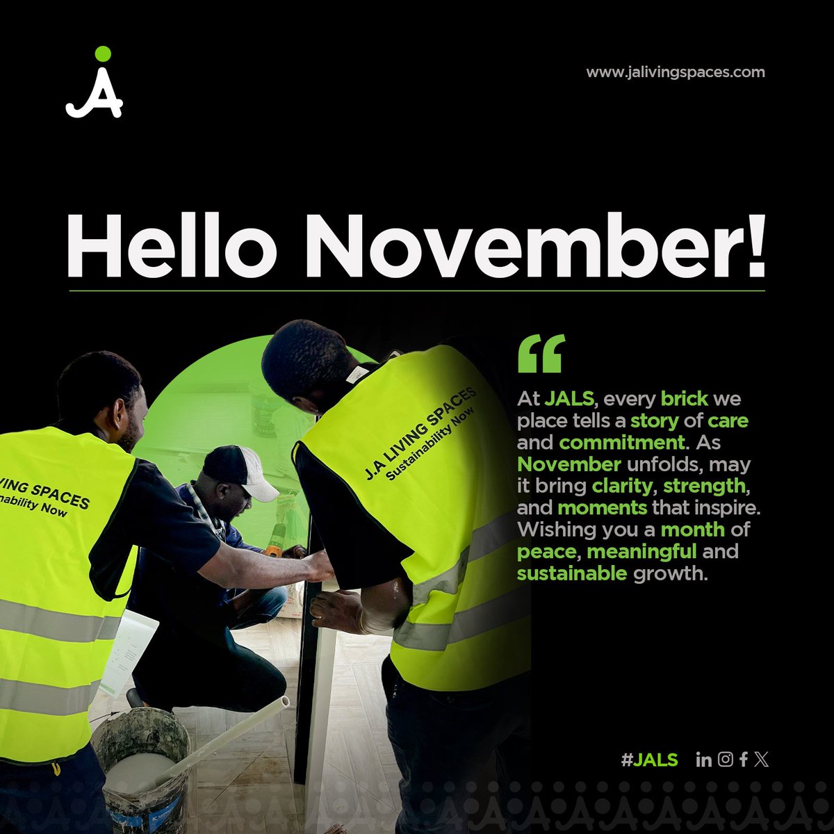 Happy New Month from all of us at JALS☘️

#November 
#HappyNewMonth
#JALS
#SustainabilityNow