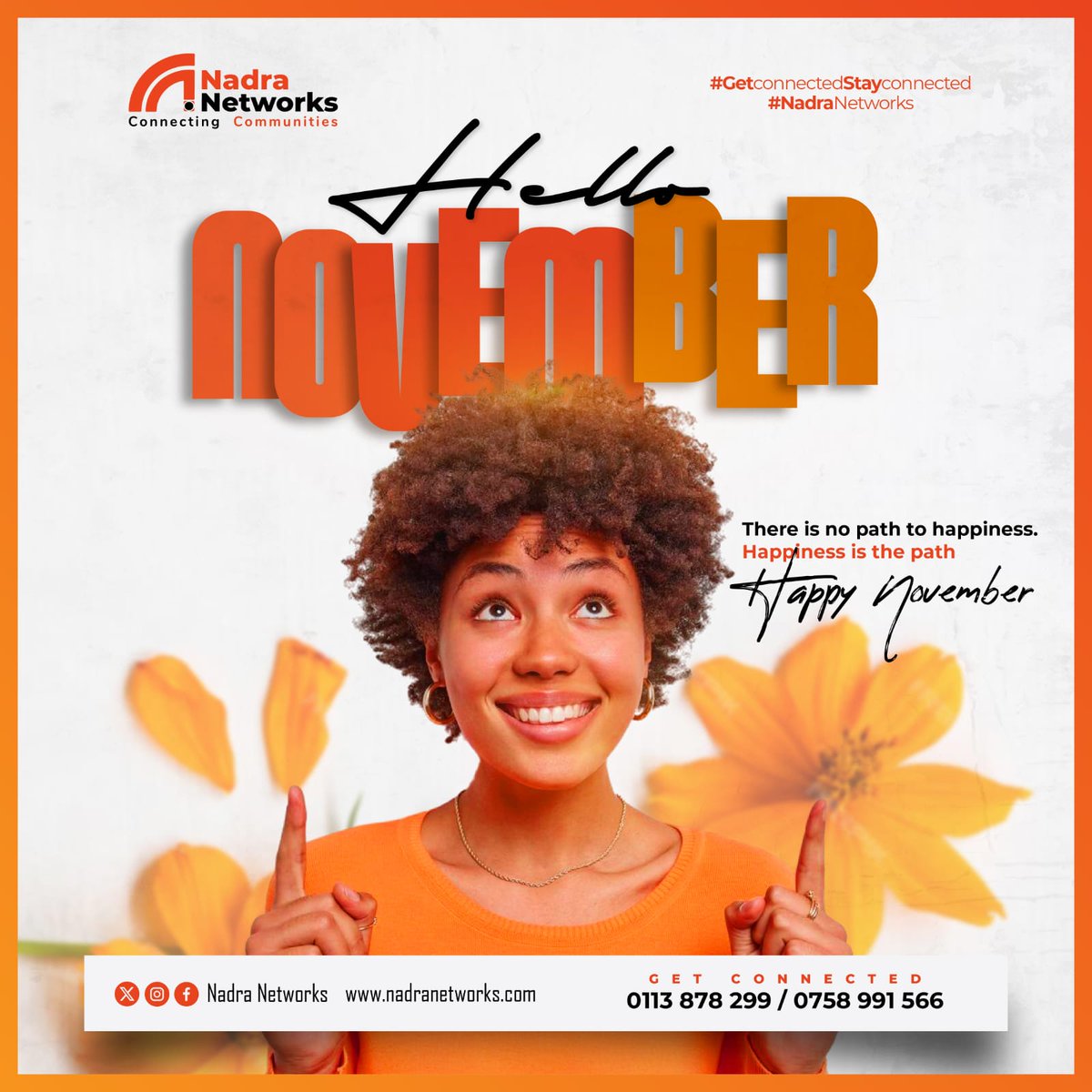 NadraNetworks's tweet photo. Hello November!
A new month to upgrade to better internet and smoother streaming, all powered by Nadra Fiber internet!
Stay connected across Homa Bay, Nyamira, Rongo, Rodi Kopany, Mbita &amp; Rusinga Island.

📞 0113878299 | 0758991566

#NadraFiber Tundu Tanzania Happy New Month https://t.co/AWsSdQUZGM