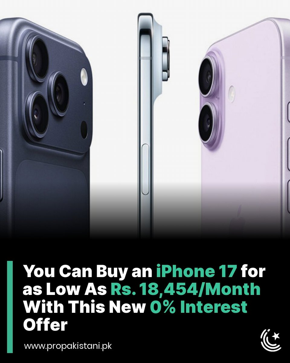 ProPakistaniPK's tweet photo. Keep in mind that not ever tenure offered in the installment plan offers 0% markup.
Read More: https://t.co/qo58XyK6vQ
#Apple #iPhone17 #InstallmentPlan #NoInterest #JSBank https://t.co/r8Lq9cOlbu