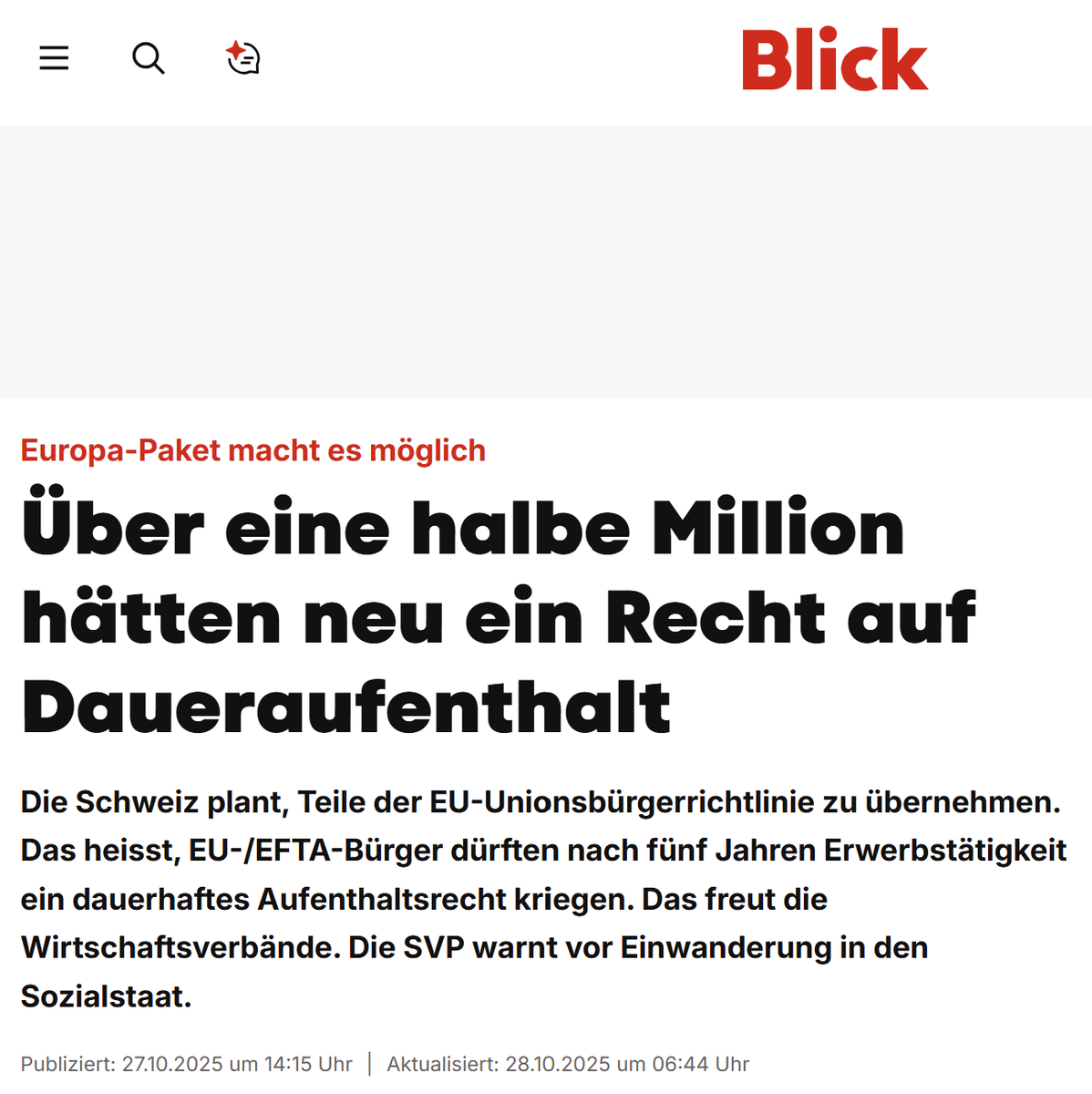 wg3800ch's tweet photo. Es wird eng! Wollen wir noch "mehr" in unserem Land? Danke #Blick. #NeinzumIntegrationsvertrag #nodeal #Integrationsvertrag #EU #Zuwanderung https://t.co/u8s2hlKojq