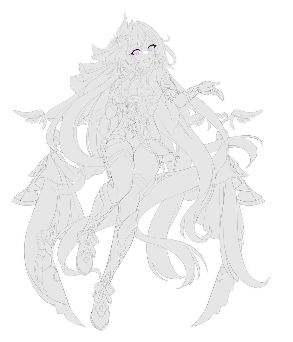 エリシアのペン入れおわたぁ…やっとこさ塗りに入れる 