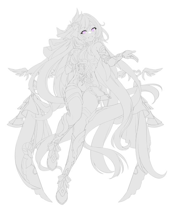 エリシアのペン入れおわたぁ…やっとこさ塗りに入れる 