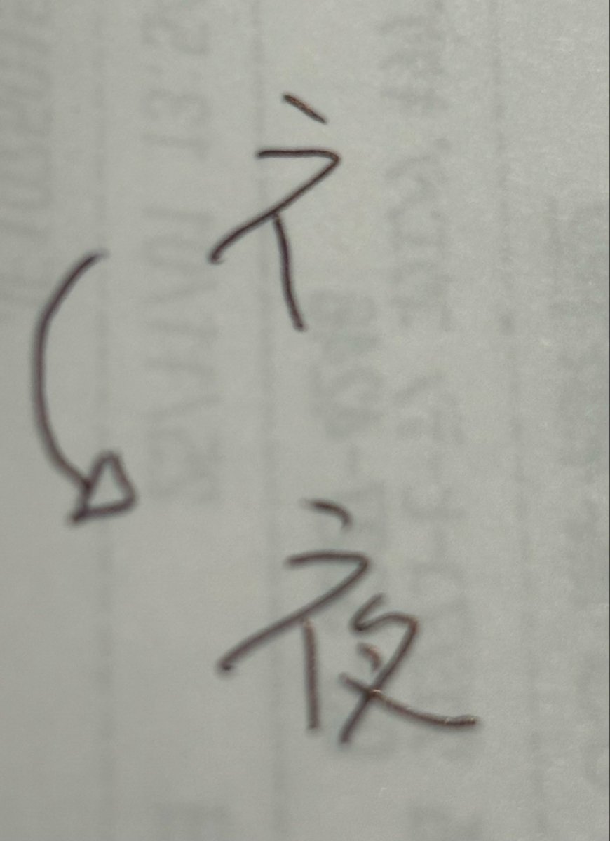 「夜」という漢字を書こうとしている途中、訳あって４画目で一旦保留して戻ったら、一瞬「なんで『しめすへん』を書こうとしてたんだ？？」となった。筆跡にクセがあるとこういうことがある。まあどうでもいいんだけど😅