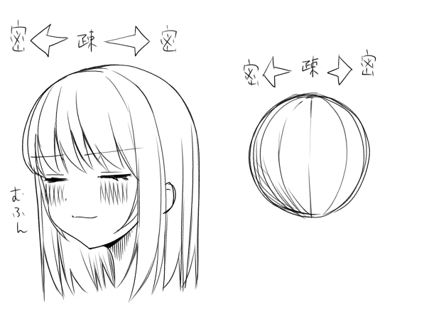 izumi_illust_'s tweet image. 髪の毛の立体感は粗密がキーかも