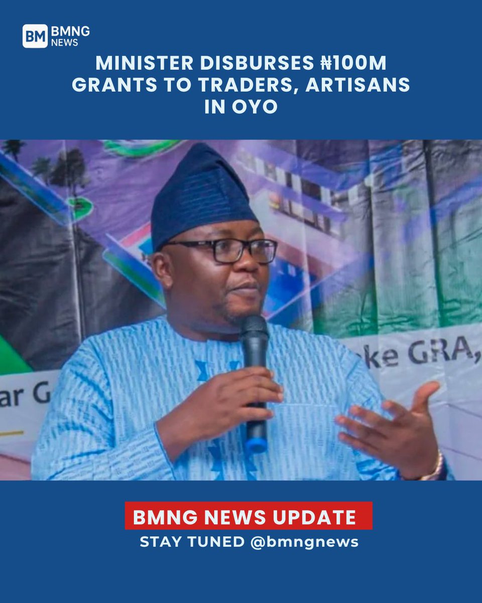 BmngNews's tweet photo. Minister of Power Adebayo Adelabu has distributed ₦100 million in business grants to traders, artisans, and farmers in Oyo State under the 2025 Mega Empowerment and Economic Relief Programme.

#BMNGNews #AdebayoAdelabu #OyoState #Empowerment #EconomicRelief #BMNGUpdate https://t.co/NmwZRCZtJD