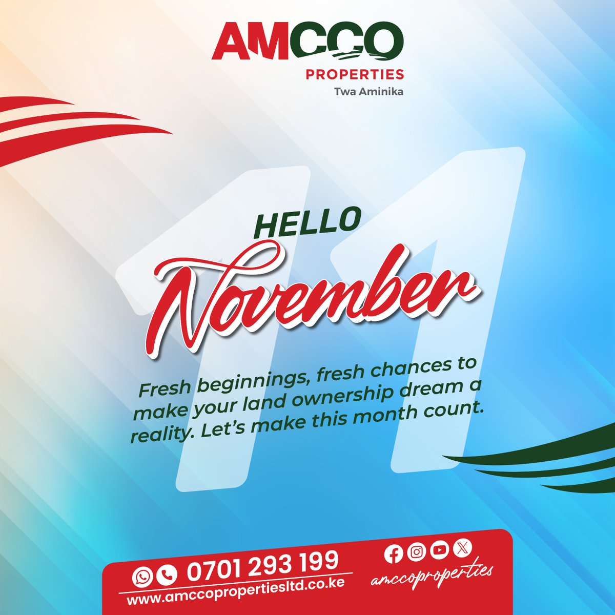 AmccoProperties's tweet photo. A new month is a new chance to move with intention.
If land ownership is your goal, this is the time to act.
Call 0701 293 199 | WhatsApp https://t.co/dlryeiA4MO
#amccoproperties #plotsforsale #affordableland #secureyourplot https://t.co/p9ZkmssYkQ