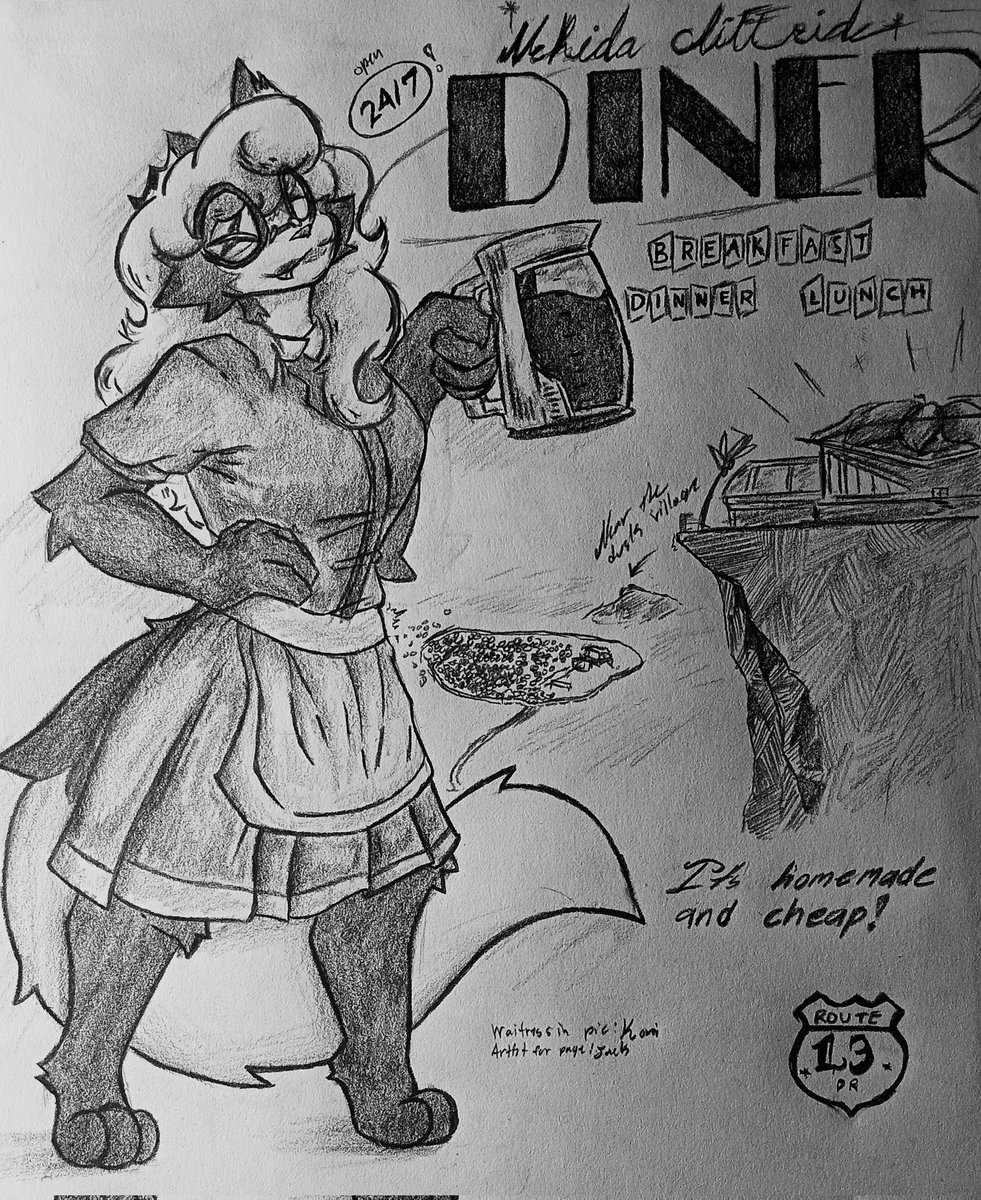 Nekida Cliff side Diner
(Final page on mah sketchbook finally)