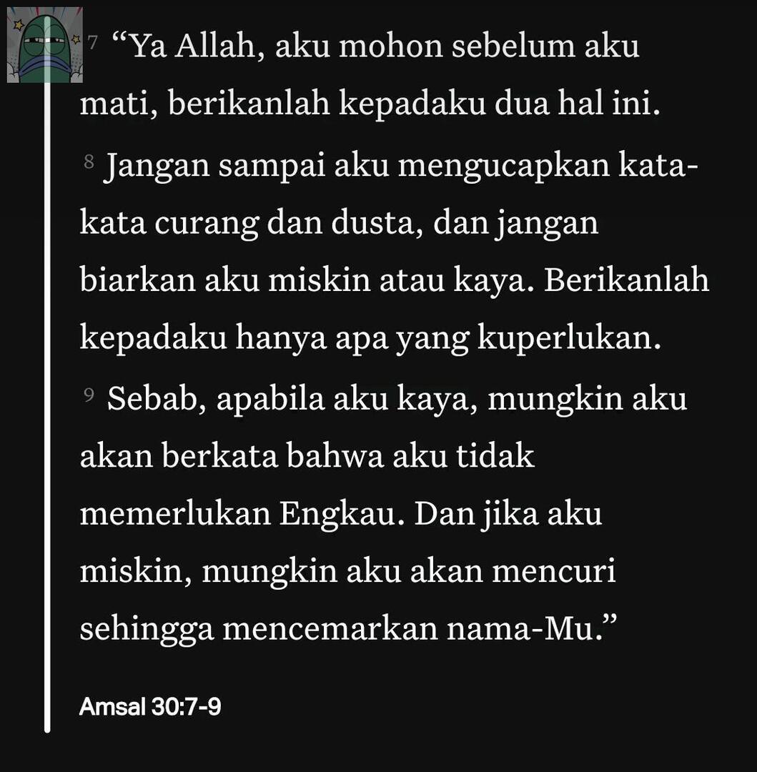 Amsal 30:7-9

💚 💚 💚