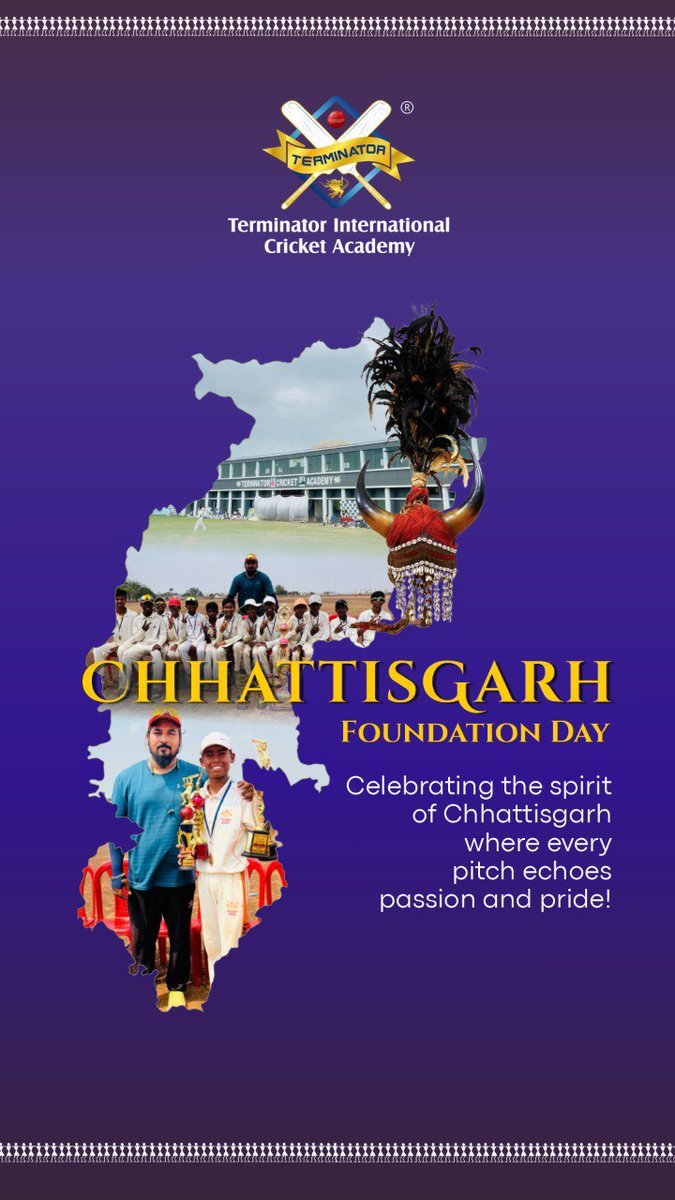 TerminatorCric's tweet photo. From the soil of Chhattisgarh rises the spirit of champions! 🌾💪 #ChhattisgarhFoundationDay #TerminatorCricket https://t.co/wp2zQeVc6m