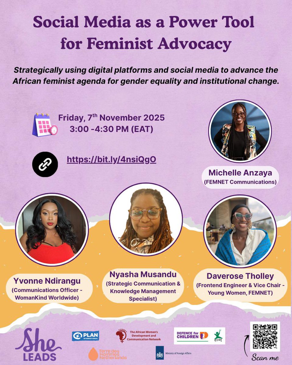 FemnetProg's tweet photo. 💥 Time to level up your advocacy game! 💥

Join our FREE digital training: Social Media as a Power Tool for Feminist Advocacy.

Learn to strategically use platforms to advance the African feminist agenda for #GenderEquality.

🗓️ Fri, Nov 7th | 3:00 - 4:30 PM (EAT)

🔗 Register NOW: https://t.co/9mkMMY58DC

#SheLeads #ISpeak4Myself