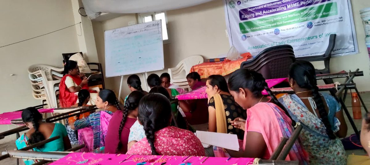 Empowering women across Telangana!
Under the RAMP Project (World Bank &amp; MSME) with Telangana Industries Dept support, ALEAP is training 15000 SHGs Members &amp; 500 women-led startups through ESDPs Program.
Day 11 (28-10-2025)- Maddur, Rangareddy District.
<a href="/ALEAP93/">Association of Lady Entrepreneurs of India (ALEAP)</a> <a href="/minmsme/">Ministry of MSME</a> 
#ramp