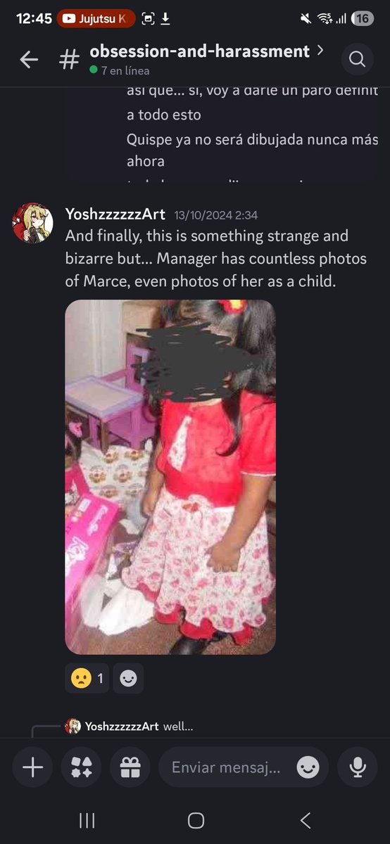 Previously, we saw how he ruined the lives of several artists, including myself, because of his childish and annoying attitude, despite being a 20-year-old adult. But that wasn’t all — he also had an obsession with a 16-year-old girl whom he sexualized in his fetish drawings