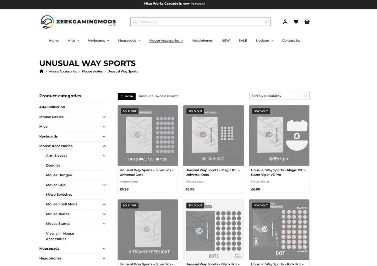 Our mouse  skates have arrived in the UK on October 27th <a href="/ZerkGamingMods/">ZerkGamingMods</a>. Please wait patiently for <a href="/ZerkGamingMods/">ZerkGamingMods</a> to update the inventory.