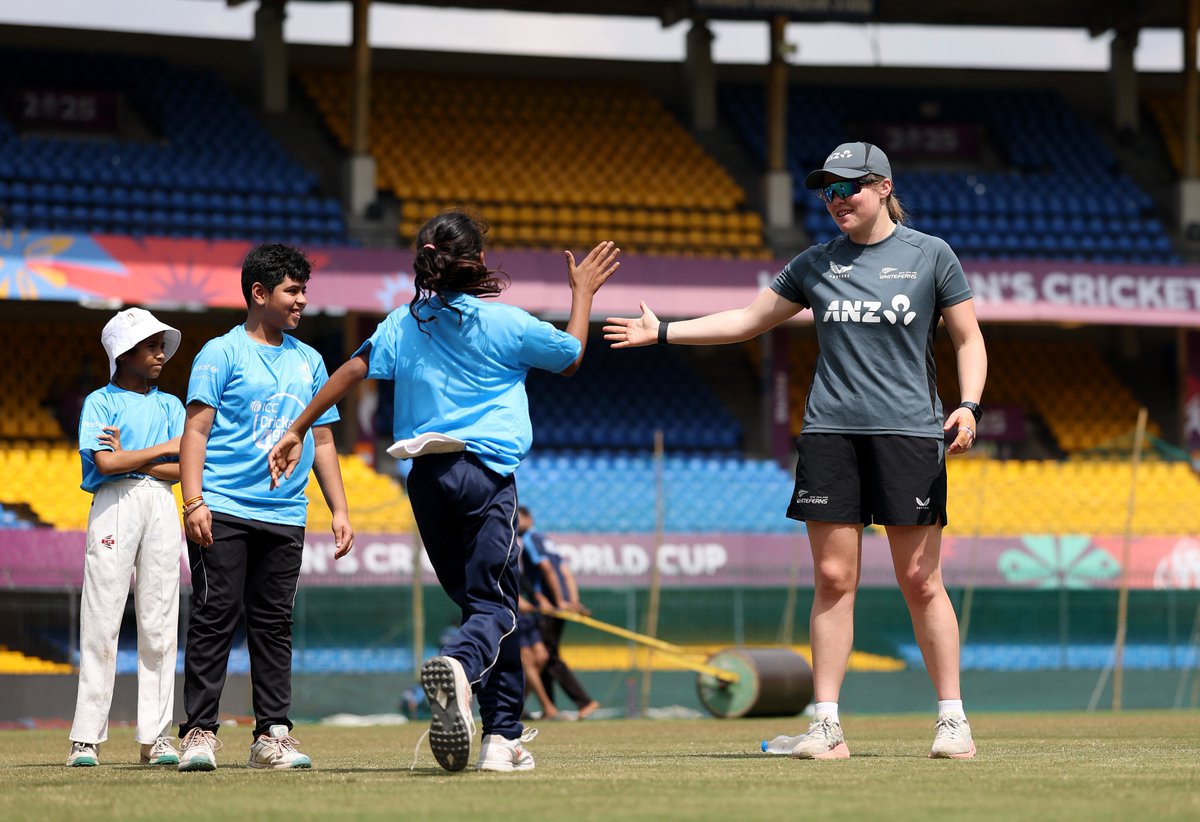 A HUGE shoutout to the ICC-UNICEF "Cricket for Good" clinics for creating moments that light up young hearts!

Children standing shoulder-to-shoulder with the incredible women cricketers—learning from the best for a once in a life time experience.

Thank you for showing kids that