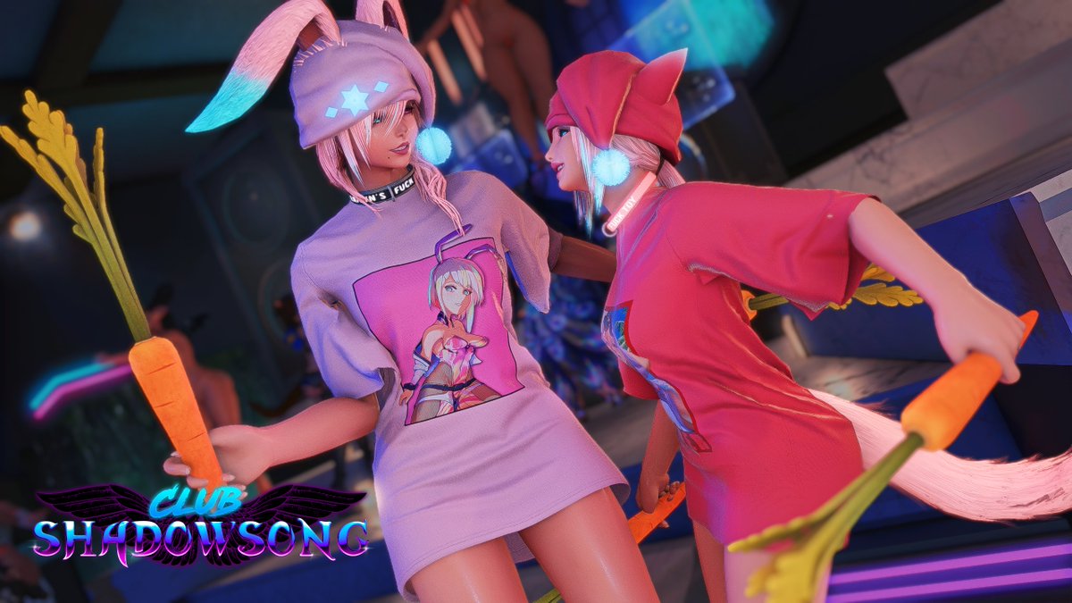 Partying tonight at SHADOWSONG! Beautiful picture of #bunnykitty doing the carrot dance from AetherPulse
★ Club Shadowsong ★ Dynamis | Kraken | Mist | W2 | P45
#ffxivnightclub #ffxivnightlife #BunnyKitty