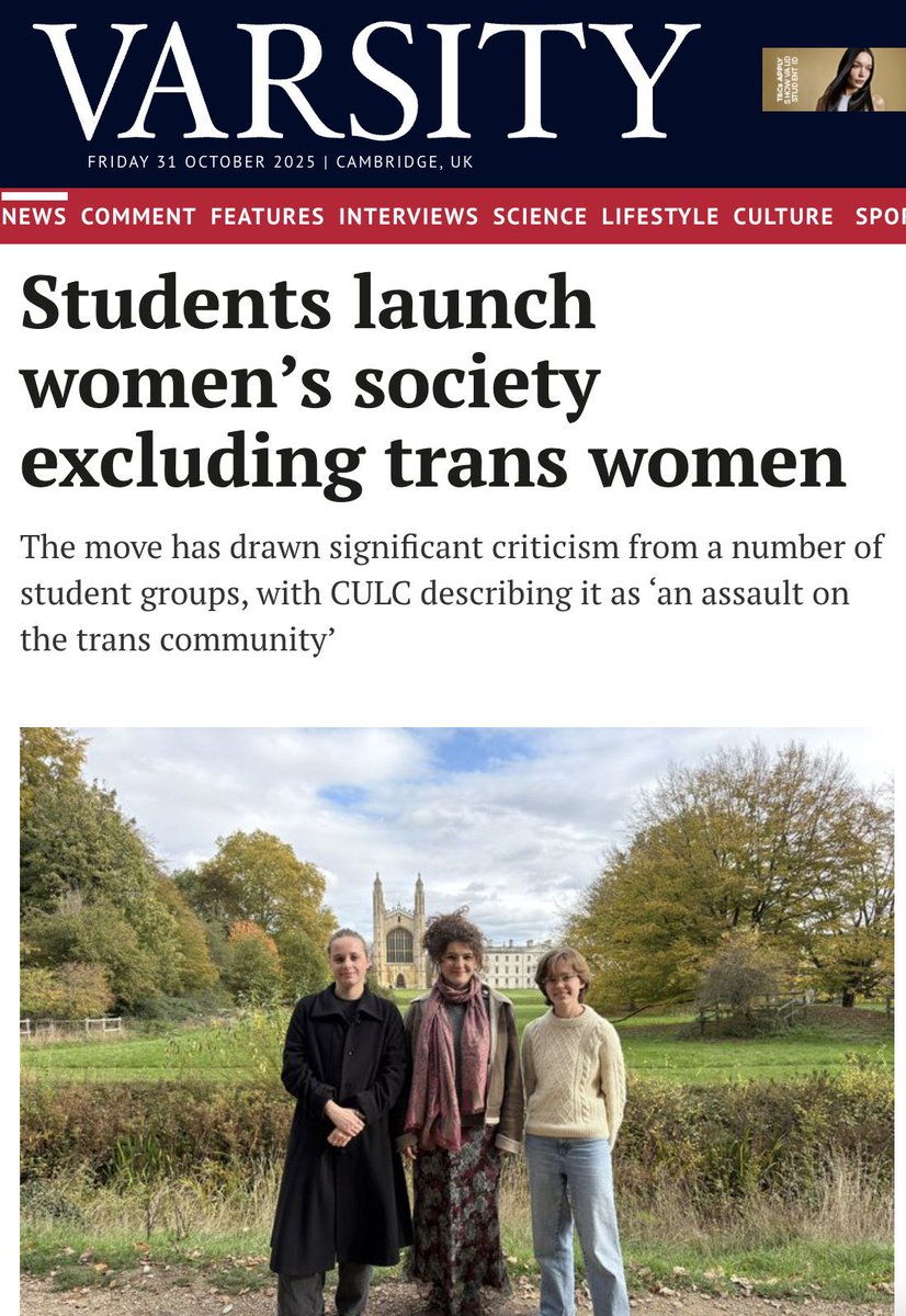 IMPORTANT Thread 

The minute women do anything for themselves these days the sexist T community rushes in to stop them. I don’t think you know just how bad it is for girls right now.

At the University of Cambridge women received brutal attacks for starting a women’s club.

1/