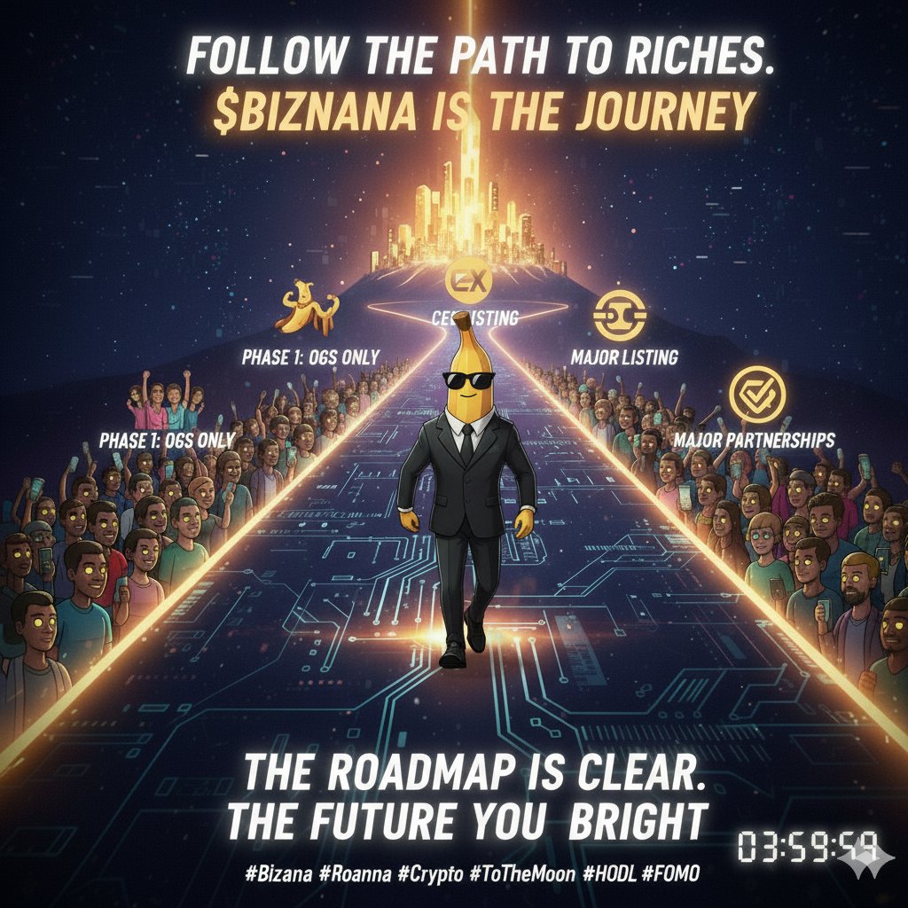gobiznana's tweet image. 🚀🍌 The future belongs to the bold — and #Biznana is leading the charge! 💼💥
From OG roots to major listings &amp;amp; partnerships, the roadmap is glowing bright. ⚡📈
FOMO is real — we’re not just going to the moon, we’re building the road to it. 🌕✨
.
.
#Biznana #biznanaarmy