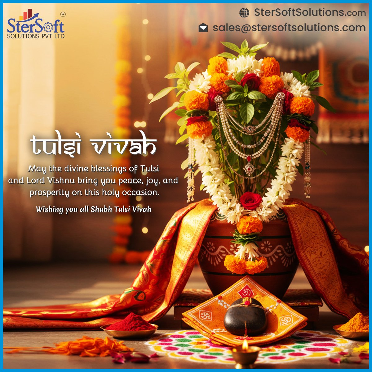 stersoft's tweet image. On the auspicious occasion of Tulsi Vivah, may the divine blessings of Goddess Tulsi and Lord Vishnu bring peace, prosperity and harmony to all. 🌿✨
Wishing everyone a blessed and joyful Tulsi Vivah

#tulsivivah #prosperity #customizederp #clouderpsoftware #StersoftSolutions