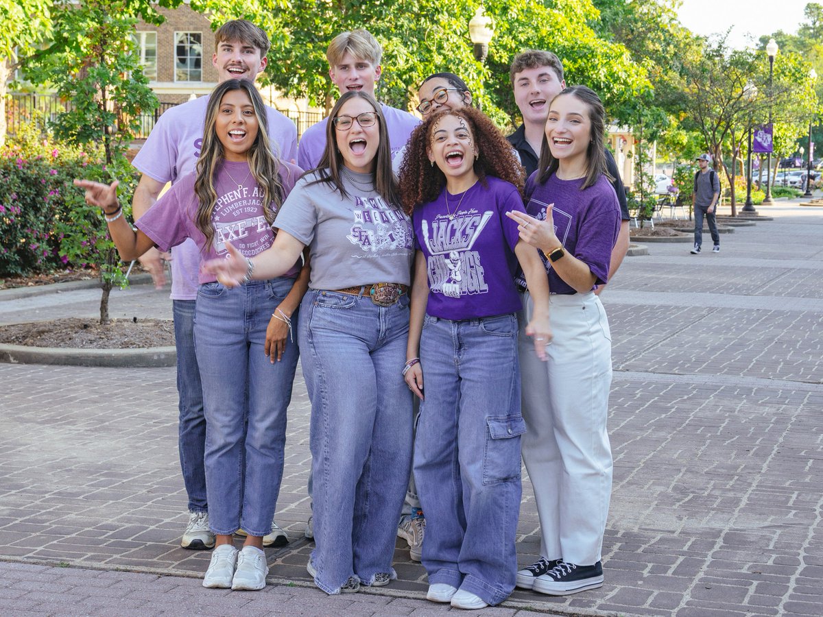 SFASU's tweet photo. Welcome to Showcase Saturday โ where future Lumberjacks (and their families) discover what makes SFA feel like home! โบ๏ธ #WelcometoSFA #LumberjackLife #SFAShowcase ๐ช๐ฒโจ https://t.co/aES2TkcItk