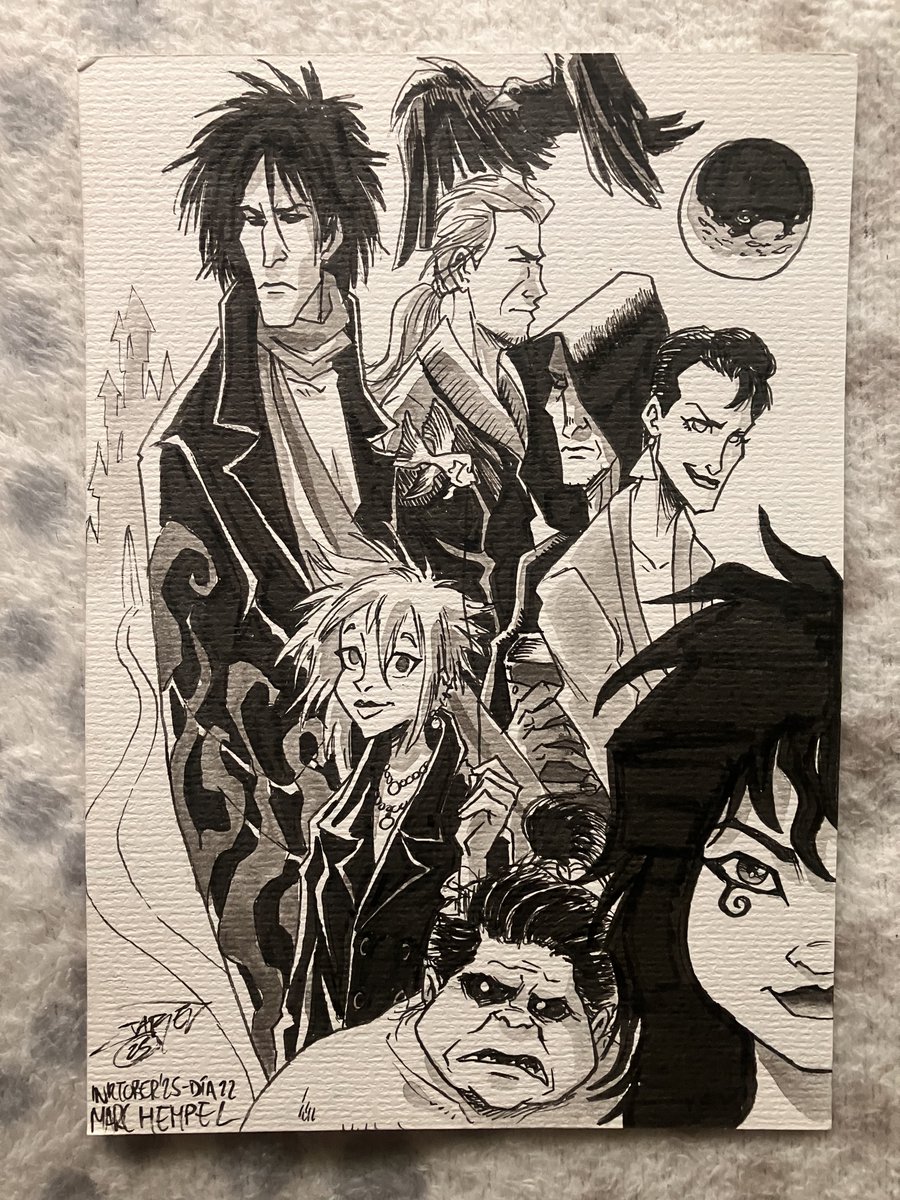 #Inktober2025: autores que me formaron como dibujante.
El arte de <a href="/MarcHempel/">Marc Hempel</a> llegó a mi vida cuando la mayoría de cosas que veía eran dibujos excesivamente detallados y complejos. Con una línea engañosamente sencilla logró crear muchas de mis páginas favoritas de The Sandman.