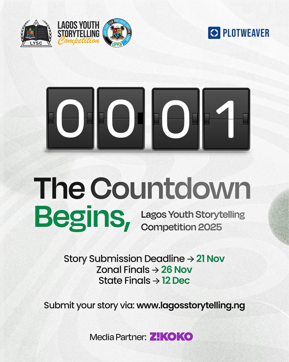 LagosTells_'s tweet photo. 🚨20 days left to tell your Lagos story! 

The countdown begins…
Submit your story for FREE via link in bio https://t.co/P7tKnv1f2H