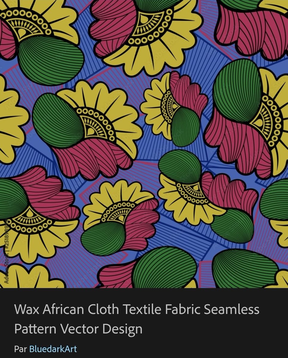 Wax African Cloth Textile Fabric Seamless Vector Pattern Design by #BluedarkArt #TheChameleonArt  > 
stock.adobe.com/lu_fr/stock-ph…