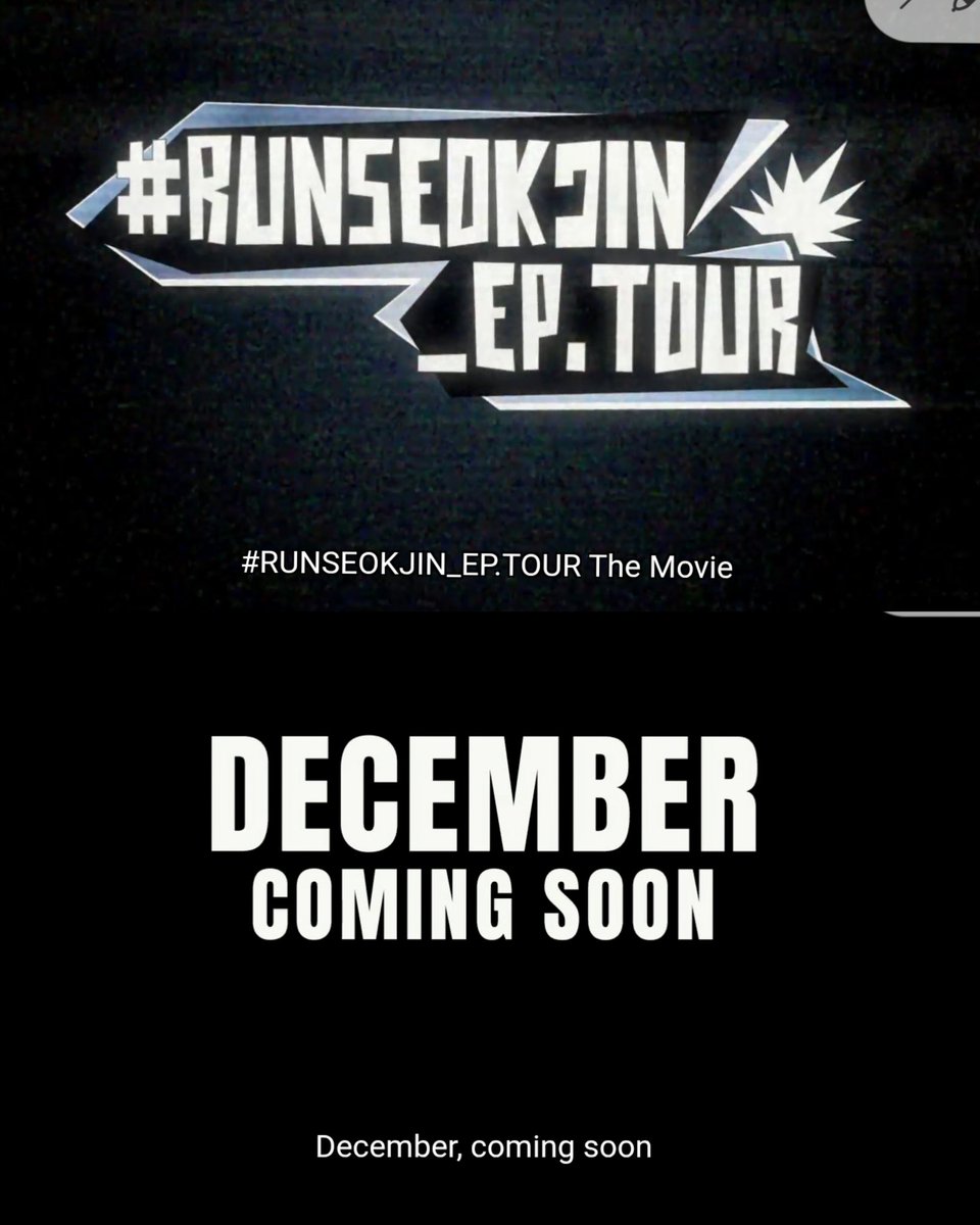 #Jin’s ‘RUNSEOKJIN_EP.TOUR’ THE MOVIE is officially coming in December!!