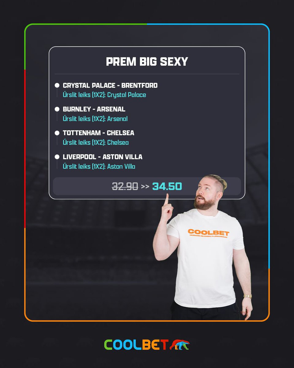 Laugardagskortin klár!

BOND: coolbet.com/is/ithrottir/r…

GÖTUSTRÁKAR: coolbet.com/is/ithrottir/r…

BIG SEXY: coolbet.com/is/ithrottir/r…