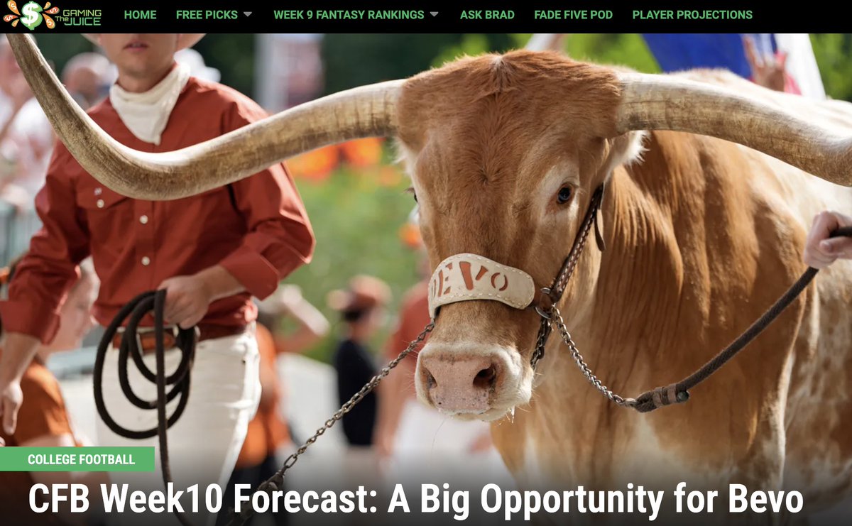 NoisyHuevos's tweet image. BETS! Get your college football BETS! 

Read thoughts from @Matt_Fortuna, @BenWittenstein and @natejacobson1 on their favorite Week 10 plays. 

It&apos;s the CFB Forecast FREE on The Gaming Juice! #sportsbetting

thegamingjuice.com/2025/10/30/cfb…