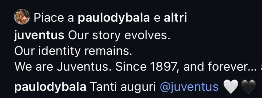 🤍🖤 Paolo #Dybala bajo la publicación de la #Juventus en IG celebrando los 128 años
#Juve #FinoAllaFine #ForzaJuve