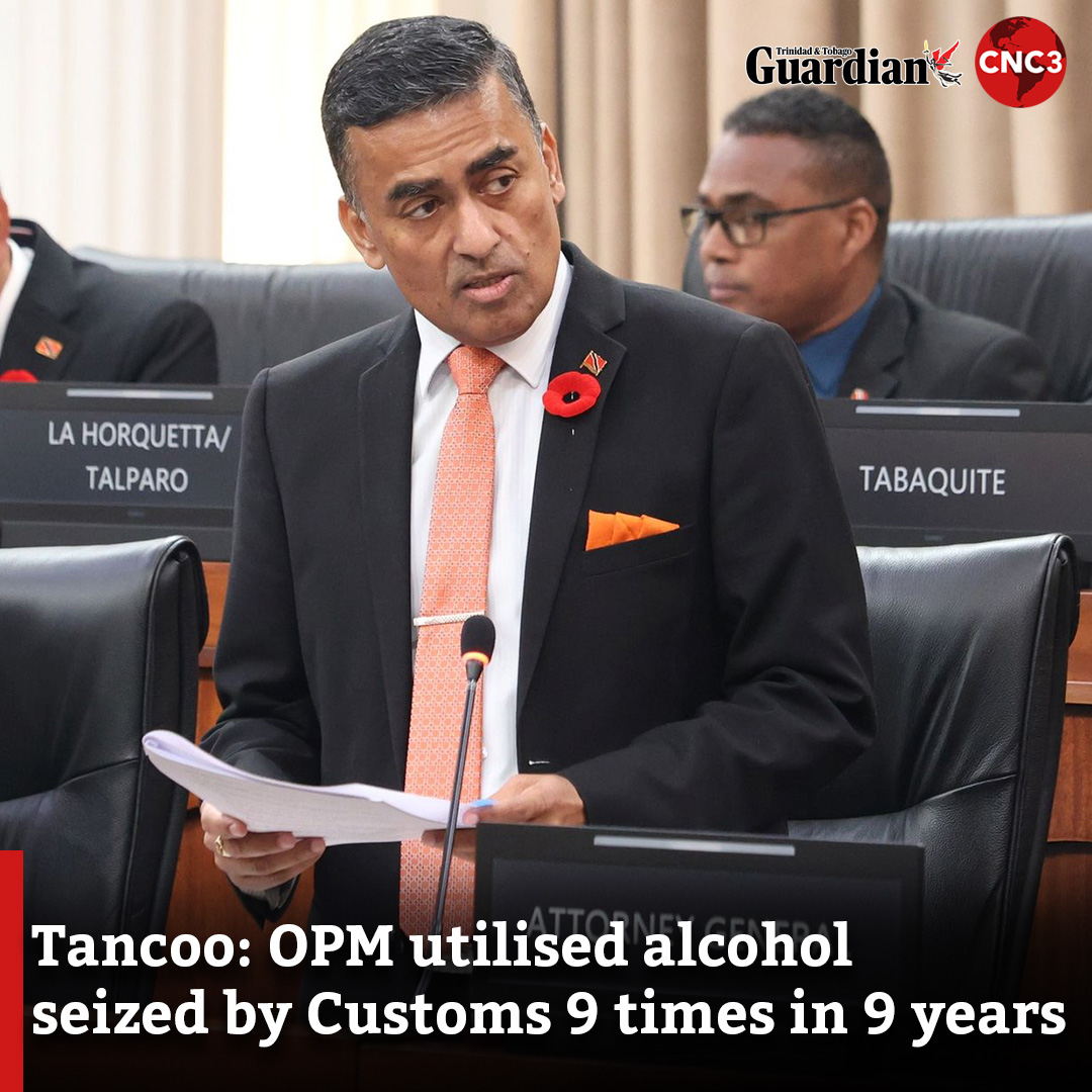 Finance Minister Dave Tancoo says alcohol seized by the Customs and Excise Division was disposed of to the Office of the Prime Minister under the former People's National Movement (PNM) administration "nine times in the PNM's nine and a half years."

Read more: