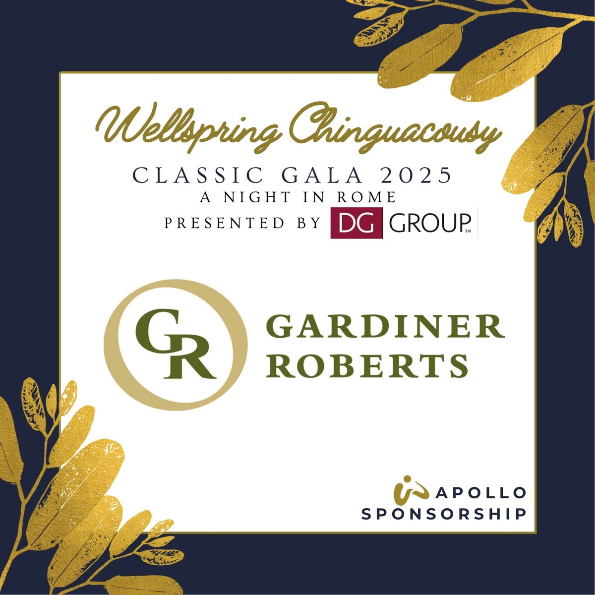 A huge thank you to Gardiner Roberts for your Apollo Sponsorship at the #WellspringClassicGala2025, presented by DG Group! 💛 Your support helps #WellspringChinguacousy bring hope and healing to those living with cancer. Join us: wellspringchinguacousyevents.com