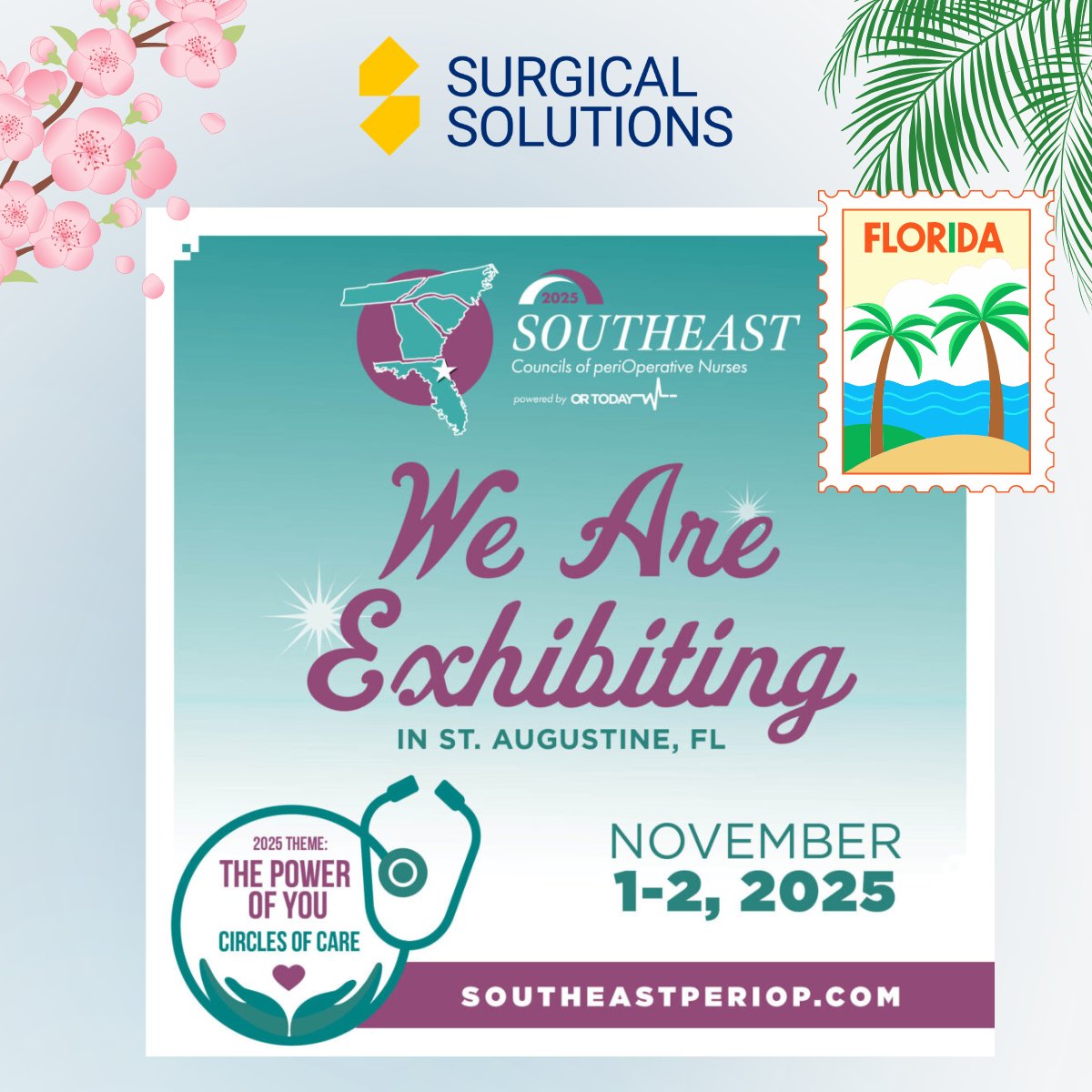 ss_healthcare's tweet image. We’re hitting the road and headed to St. Augustine, FL for #SEPeriop this week.

Stop by Booth #29 to meet the Surgical Solutions team and learn how we’re helping hospitals strengthen surgical services from the ground up.

#PerioperativeNurses #SurgicalSolutions #SEPeriop