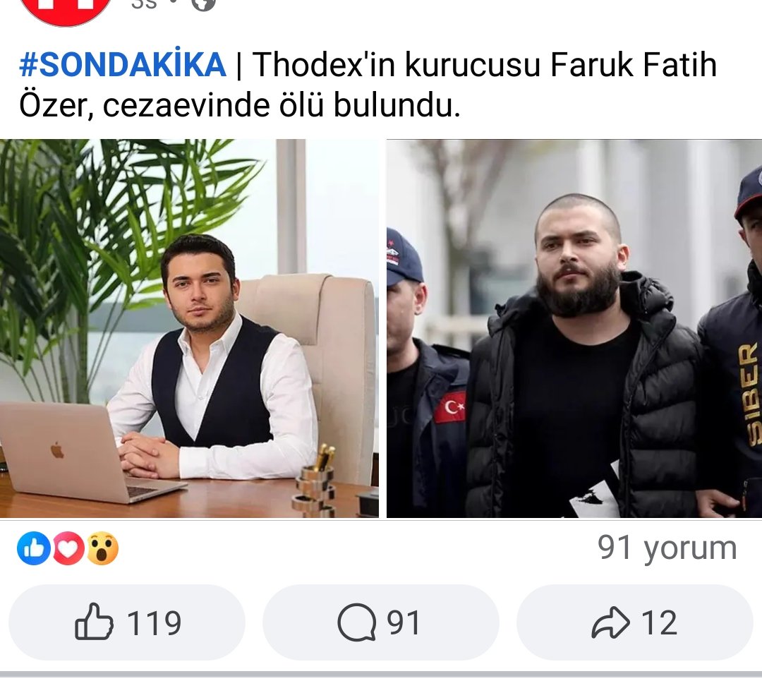 Milyonlarca insanın parasını iç eden Thodex kurucusu Faruk Fatih Özer cezaevinde ölüme bulunmuş

#Thodex 
#FarukFatihÖzer