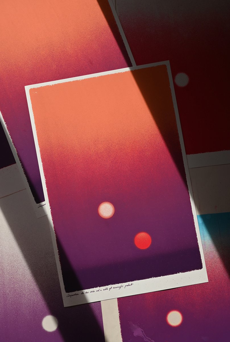 „Composition with two circles and a subtle yet meaningful gradient” is a 7-colour screenprint on gorgeous metallic 300gr paper

It is now available in my store and for the next 48 hours you can get free shipping (use the code CIRCLES at the checkout).

bartoszkosowski.bigcartel.com/product/compos…