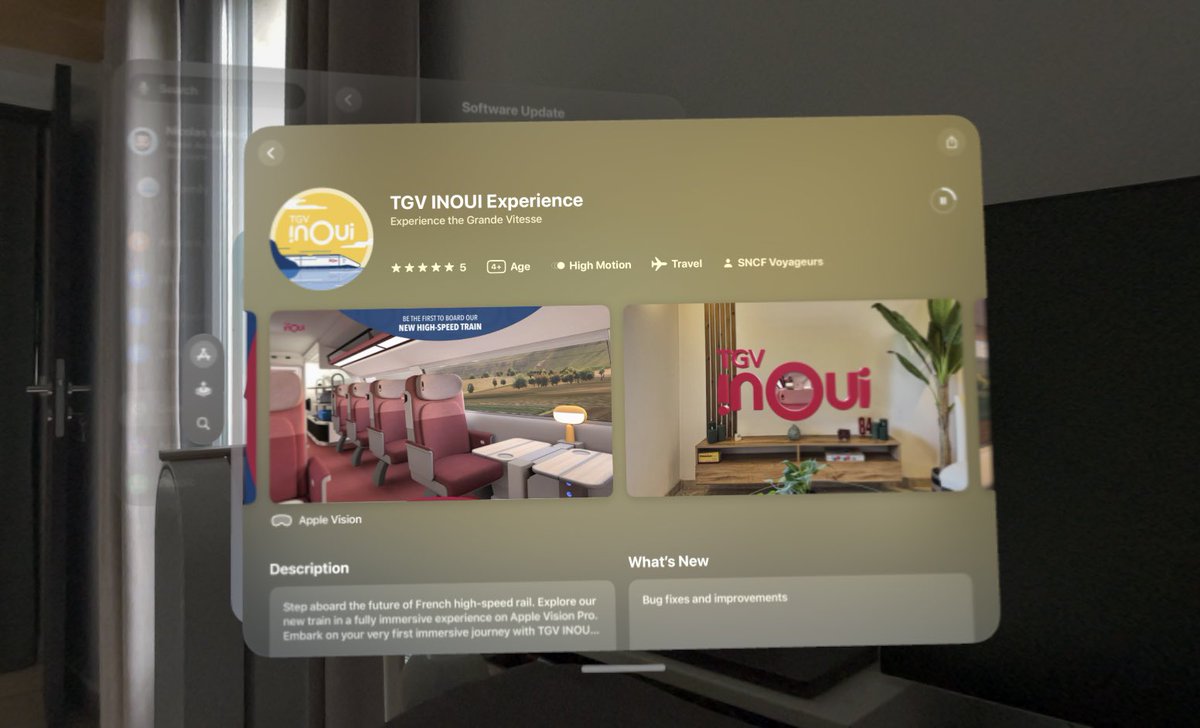 LelloucheNico's tweet image. 🚅 Découverte improbable du jour : la SNCF a développé une application Apple Vision Pro pour : 

- être dans un TGV en réalité virtuelle
- travailler comme dans le train
- voir des reportages sur les TGV en 3D
- voir des photos du train en 3D 😅

Le pire ? L’app est belle hahaha