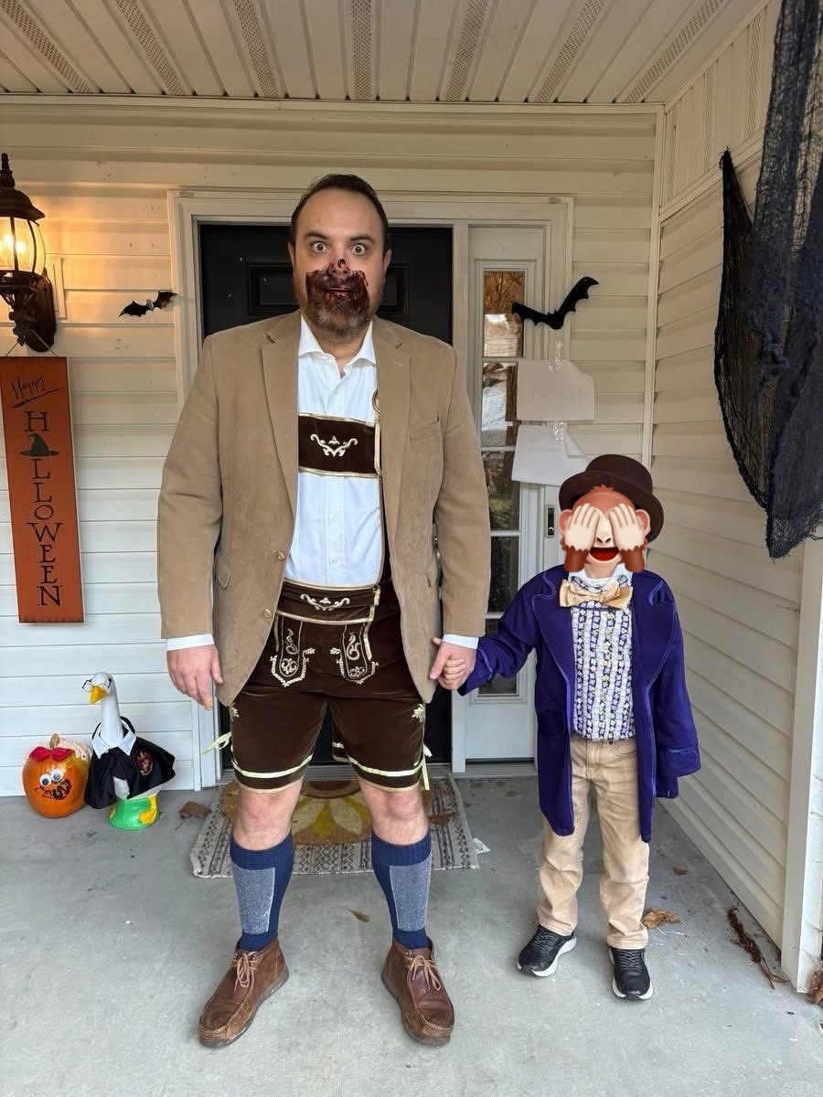 Happy Halloween from Augustus Gloop and Willy Wonka