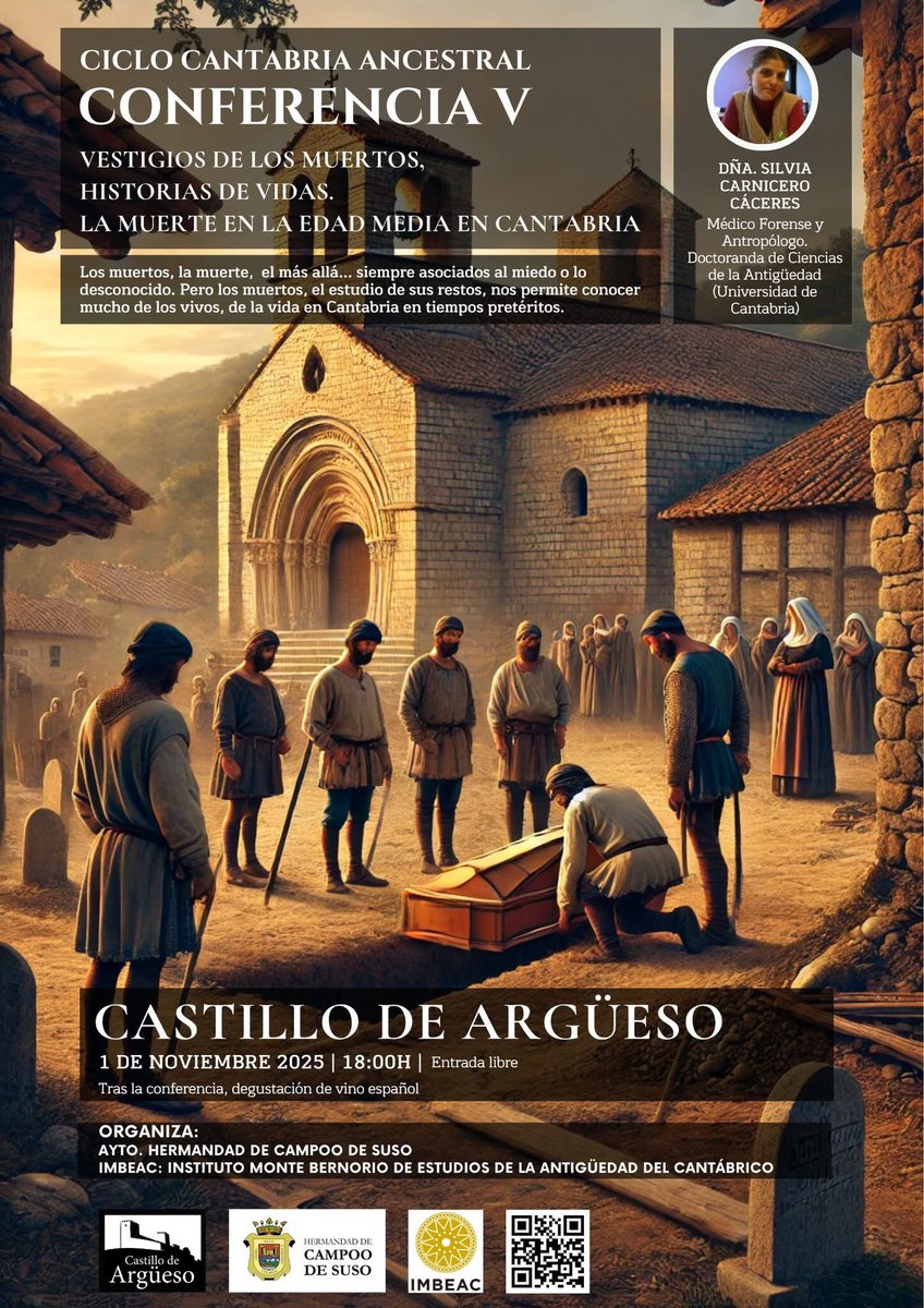 🕯️ Hoy, Día de Todos los Santos
18:00 h · #CastilloDeArgüeso

Los muertos también tienen algo que contarnos…Historias reales y misterio en “Lo que nos cuentan los muertos de la Edad Media”,
con la médico forense Silvia Carnicero.

🍷 Vino español entre amigos · Entrada libre