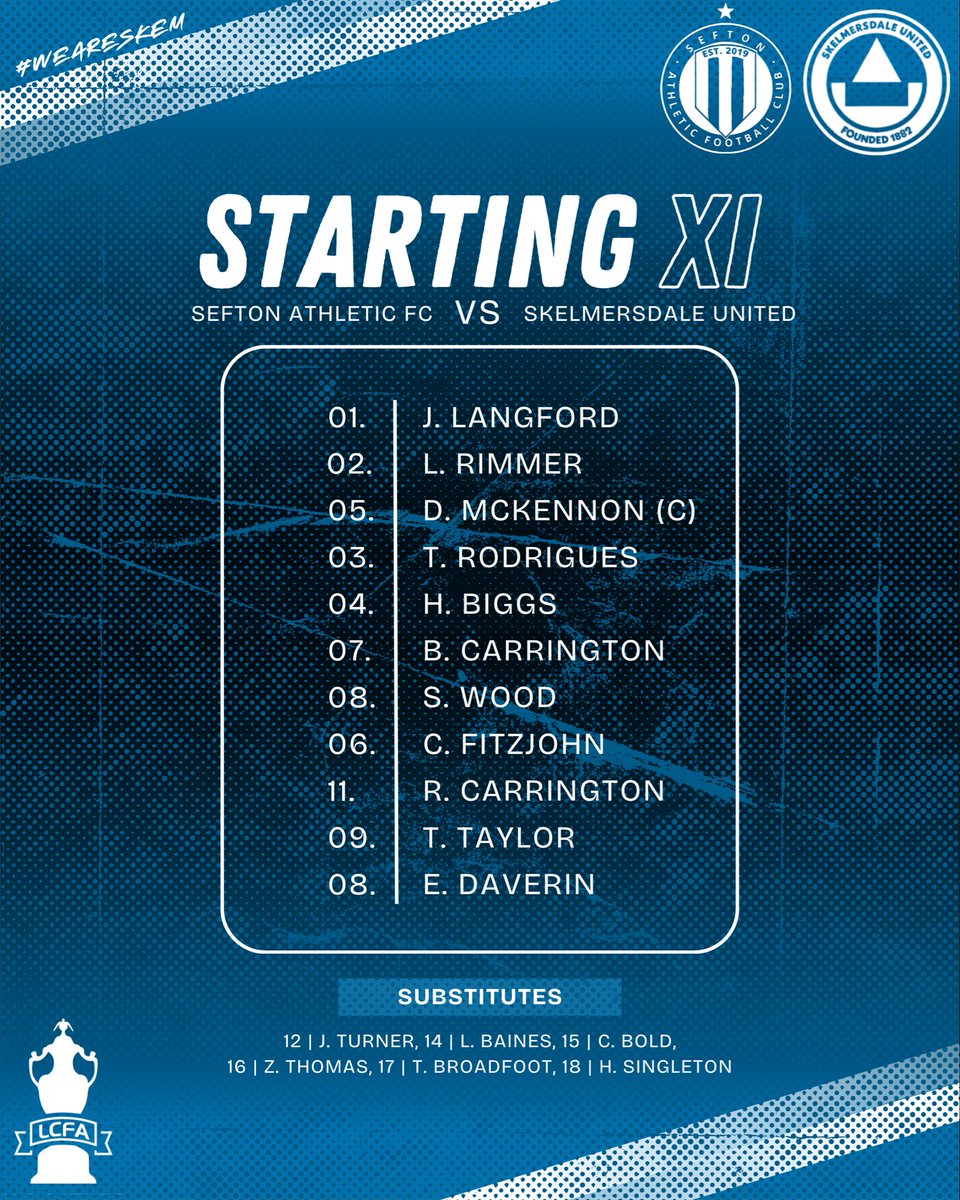Skemutdofficial's tweet photo. Here is your lineup for this Afternoon💙🆎
#weareskem #skem #united #blue #blueboys #supportyourlocal #showyoursupport #newera #notjustagame #crosbyunited #awayday #football #yourtown #fixtures #lcfa #premierleague https://t.co/t6q22OmJ5R