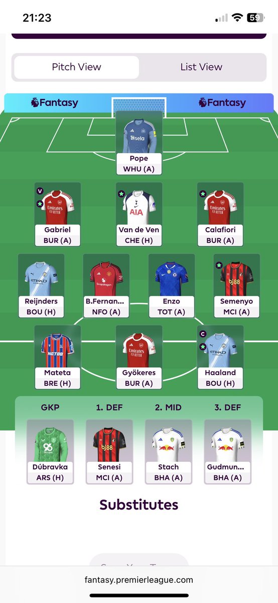 3FT plus a -4 to sort out my Saliba mistake! 
Donna, Tark, Saliba, Pedro &gt;&gt; Pope, Gabriel, Cala, Mateta. 
🤖🧢 

Good luck all #FPLCommunity