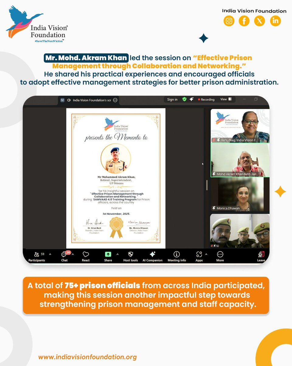 Samvaad 4.0: Batch 6 | Training of Prison Warders
The sixth batch of Samvaad 4.0 was successfully conducted today.