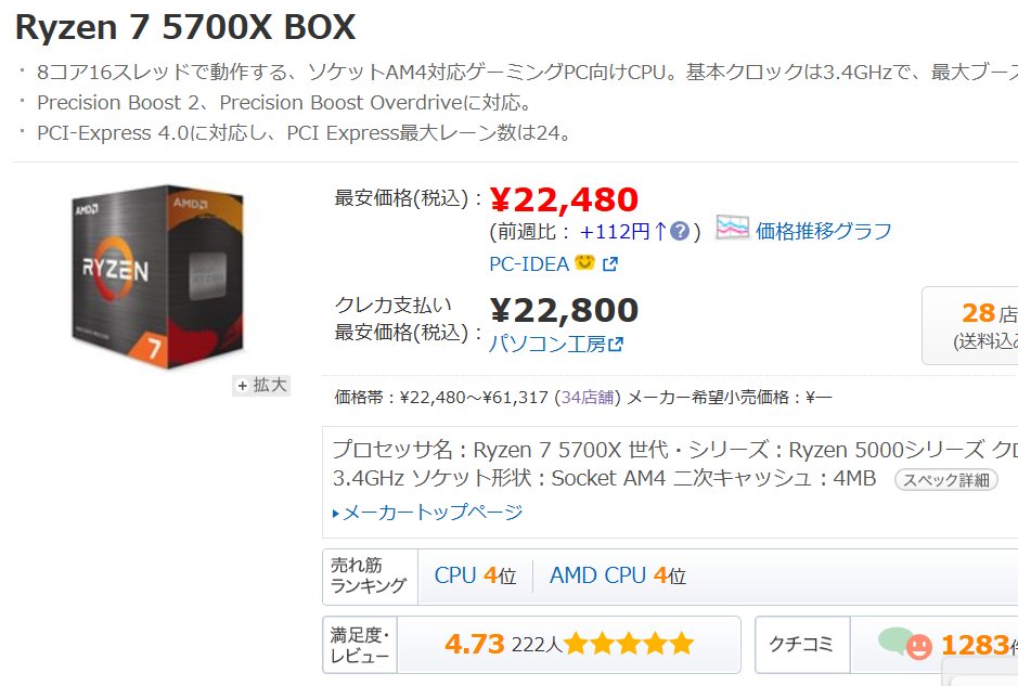 japong888's tweet image. サブPCのCPU交換したいなー
AM4のアップグレードにはこれが最適解っぽいけども
x900番台の多コアのやつも
自分の利用方法的には魅力的中古で4万ぐらいかな?
エミュ多重起動するからCPUがすぐ100%行っちゃう