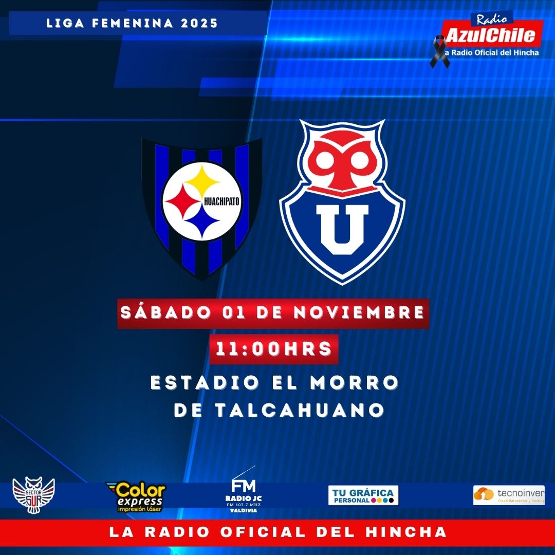 ¡CUARTOS DE FINAL IDA, LIGA FEMENINA 2025!

Sábado 01 de noviembre, desde las 11:00hrs en el Estadio El Morro de Talcahuano, Universidad de Chile visitará a Huachipato FC.

Comienzan los playoffs, y el cuadro azul buscará dar el golpe de gracia en Talcahuano, sin embargo, al