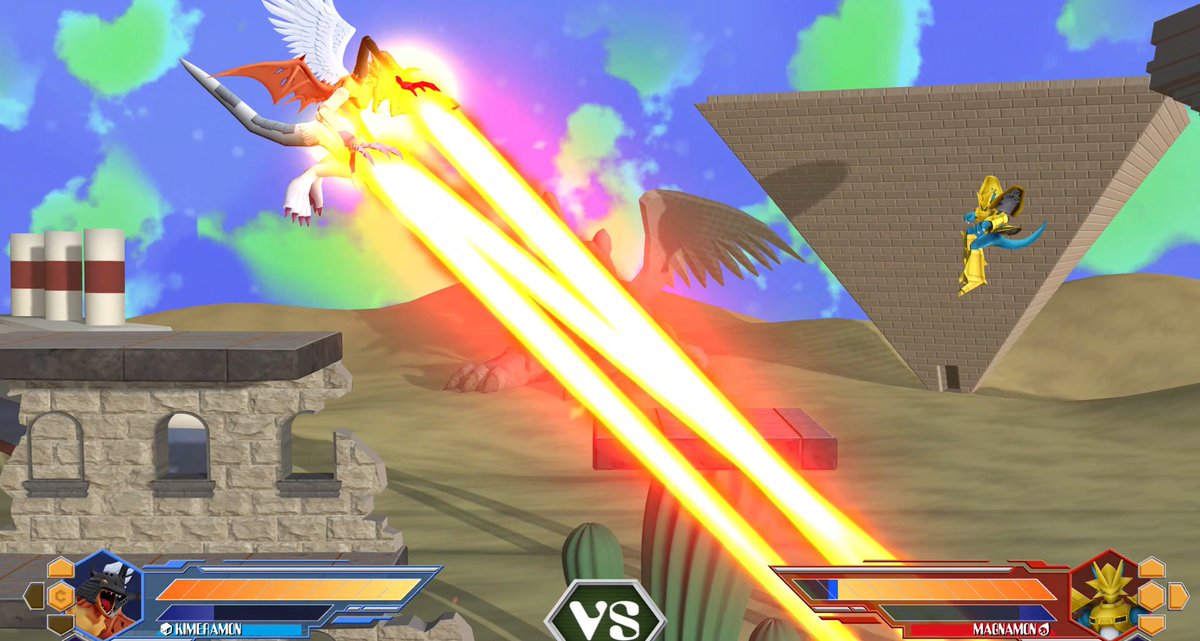 DRA_Remake's tweet image. Kimeramon is a stalwart brute character that punches through enemies without interruption, chopping them up in close range and scraping them off the map with his Heat Vyper attack. In Ultra, his projectiles poison his enemies and his melee heals.

#Projectdigimon #Kimeramon